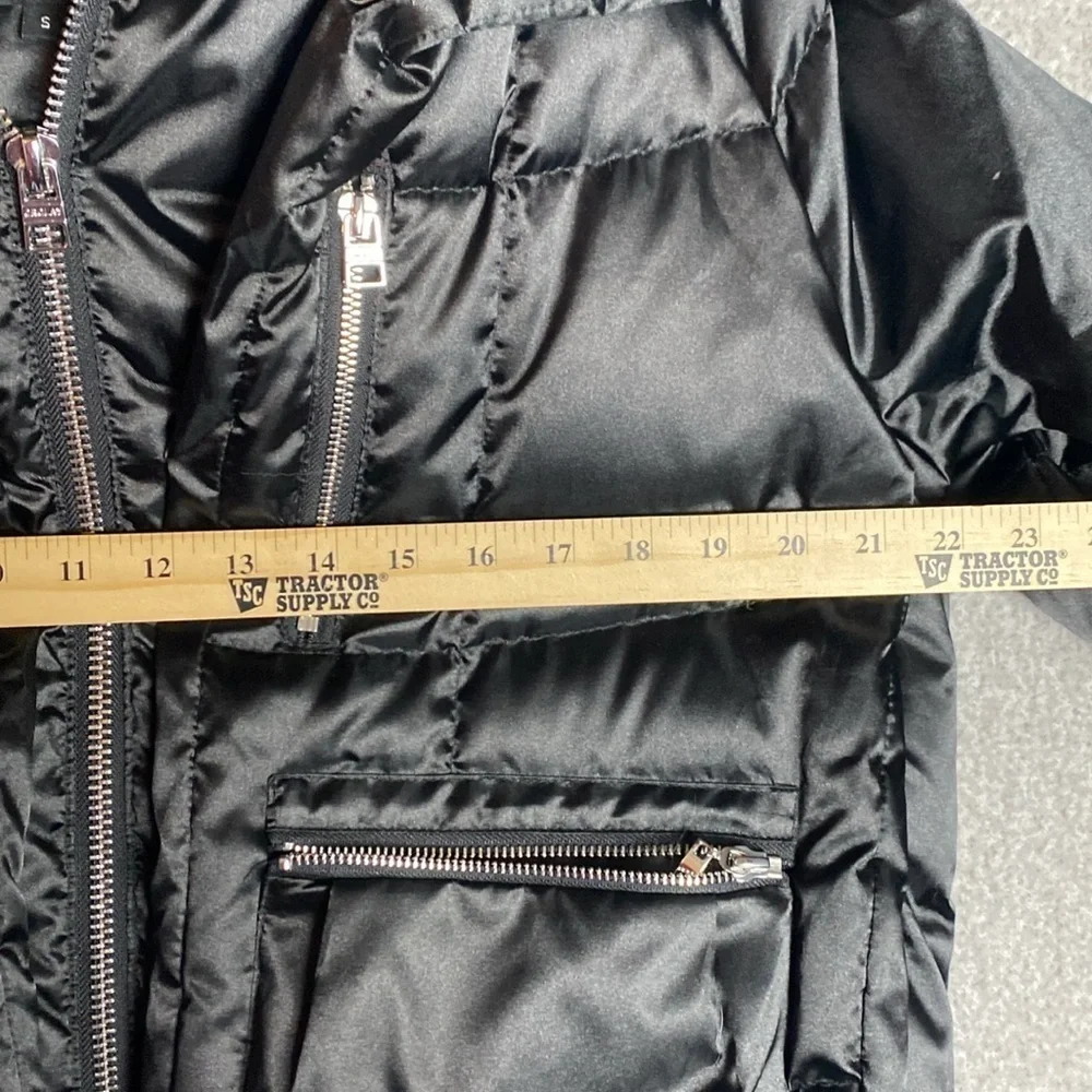 Orolay black satin finish puffer coat S duck down fill urban edgy mid length - Picture 7 of 13